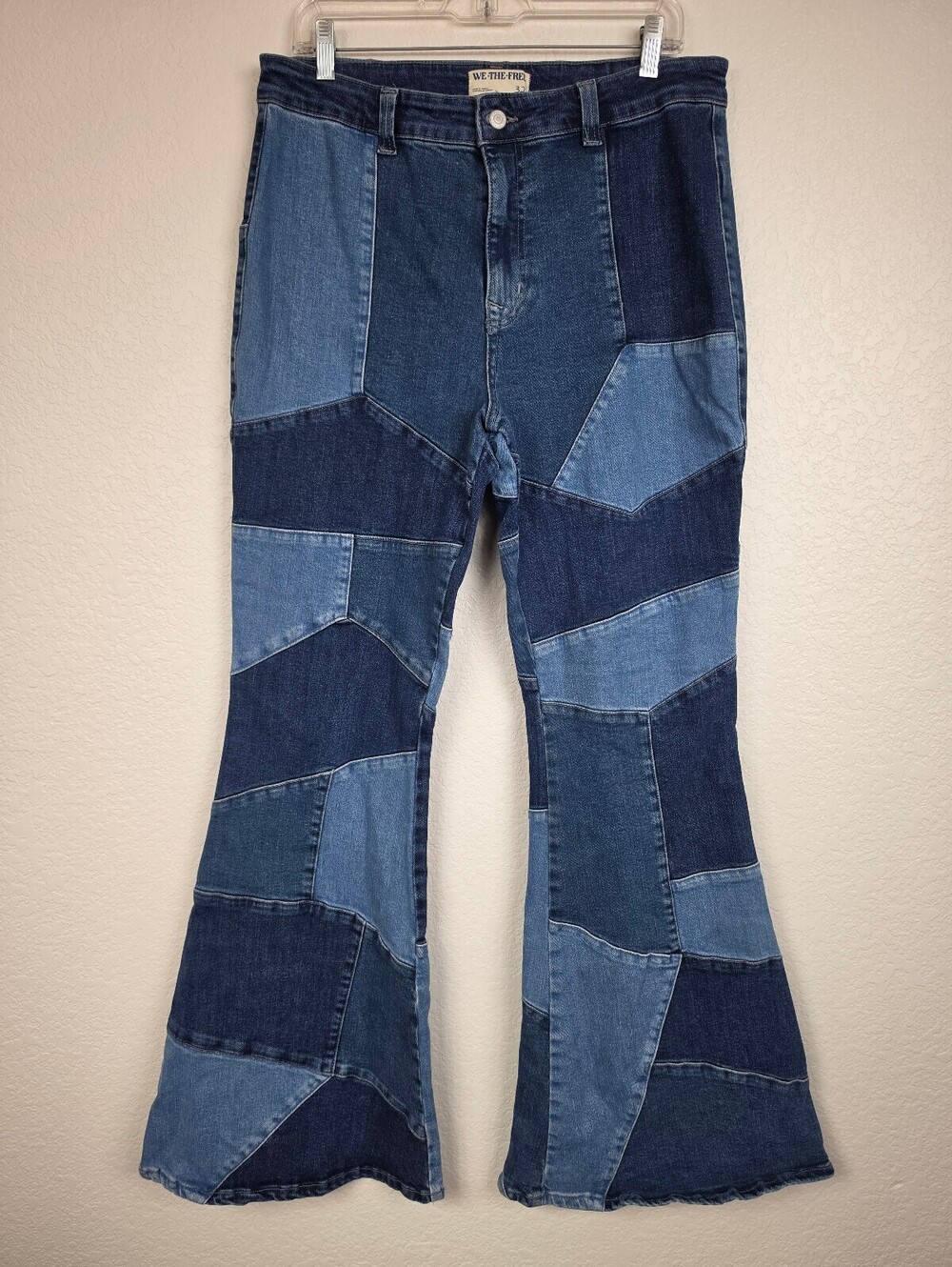 We The Free People Patchwork Denim Flared Jeans Size 32